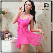 Load image into Gallery viewer, Ladies Halter Neck Floral Lace Short Nightwear Lingerie
