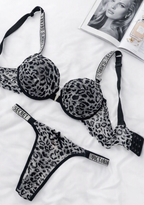 Thin Padded Push Up Cheeta Printed Bra Set