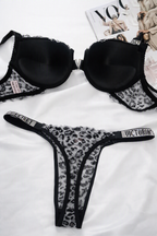 Thin Padded Push Up Cheeta Printed Bra Set