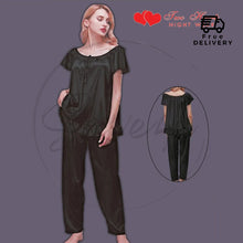 Load image into Gallery viewer, Ladies Stylish Comfy Satin Silk Sleepwear Pajama Set
