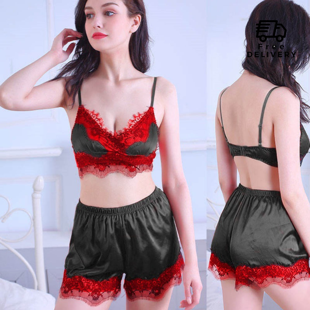 Satin Silk Lingerie With Boxer Panty