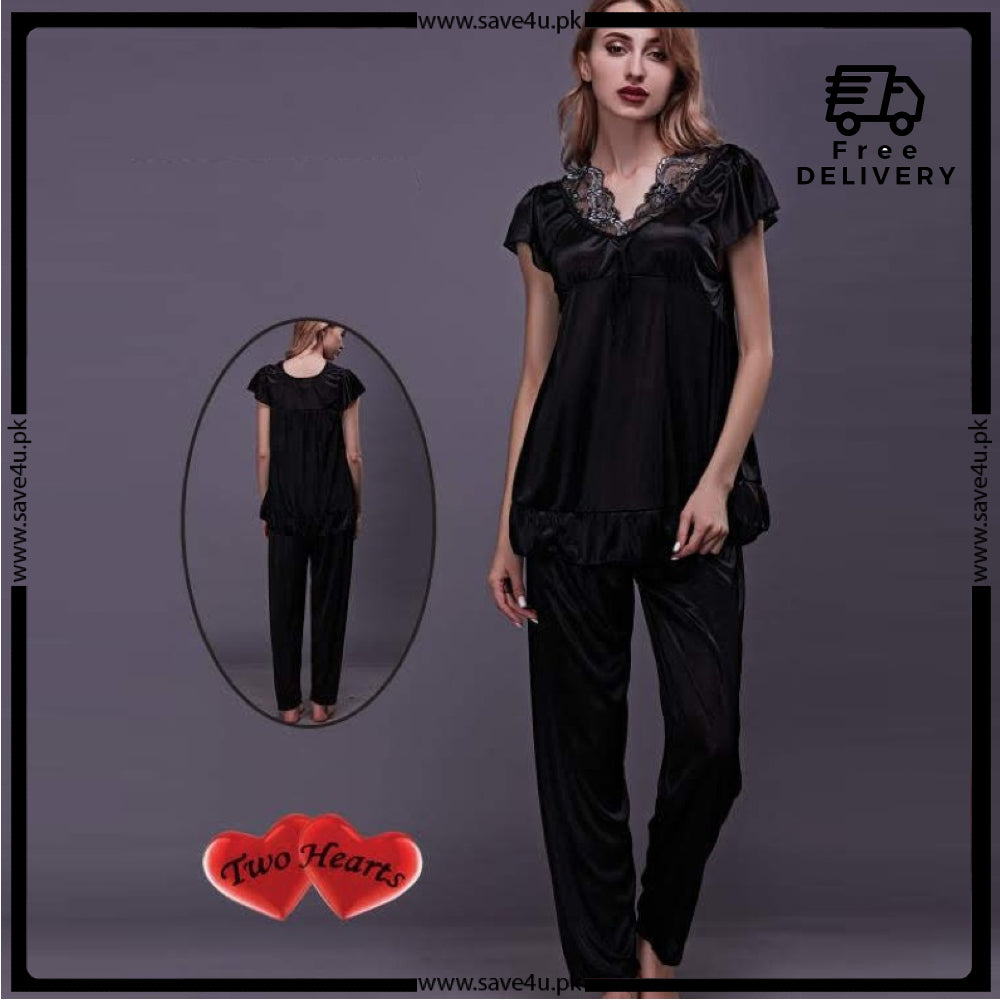 Women's Soft Comfortable Satin Silk Pajama Set