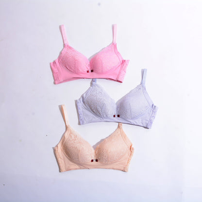 Non Wired Padded Lace Button Nursing bra