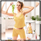 2 Pcs Plain Satin Silk Short Lingerie