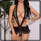 Mesh Transparent Sleeveless Deep V-Neck Lingerie