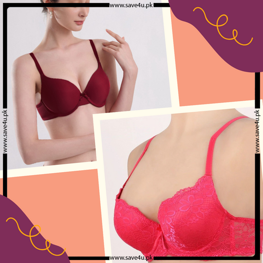 Pack Of 2 Plain & Lace Padded Bras