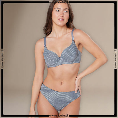 Polka Dotted Softly Padded Bra Set