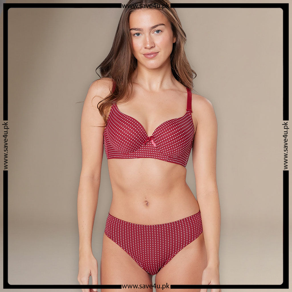 Polka Dotted Softly Padded Bra Set
