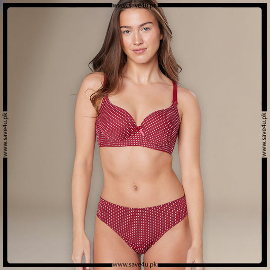Polka Dotted Softly Padded Bra Set
