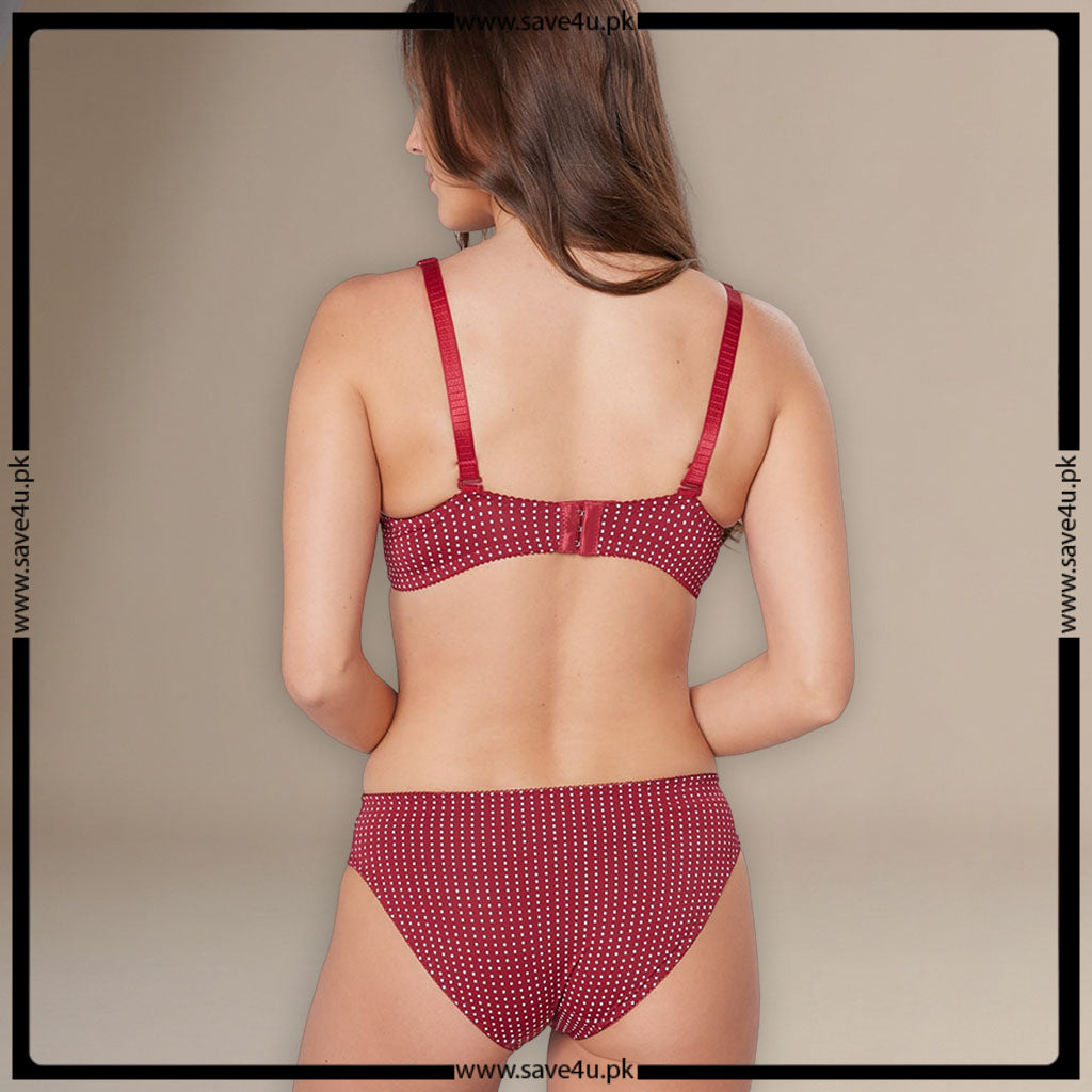 Polka Dotted Softly Padded Bra Set