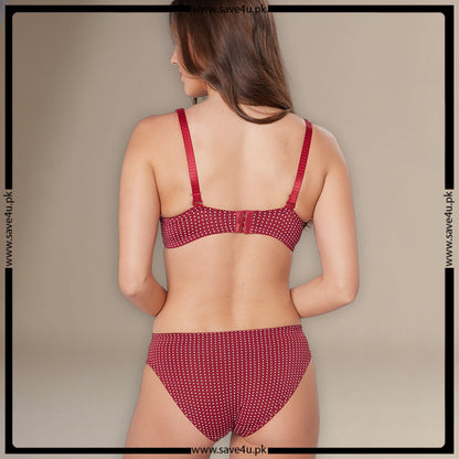 Polka Dotted Softly Padded Bra Set