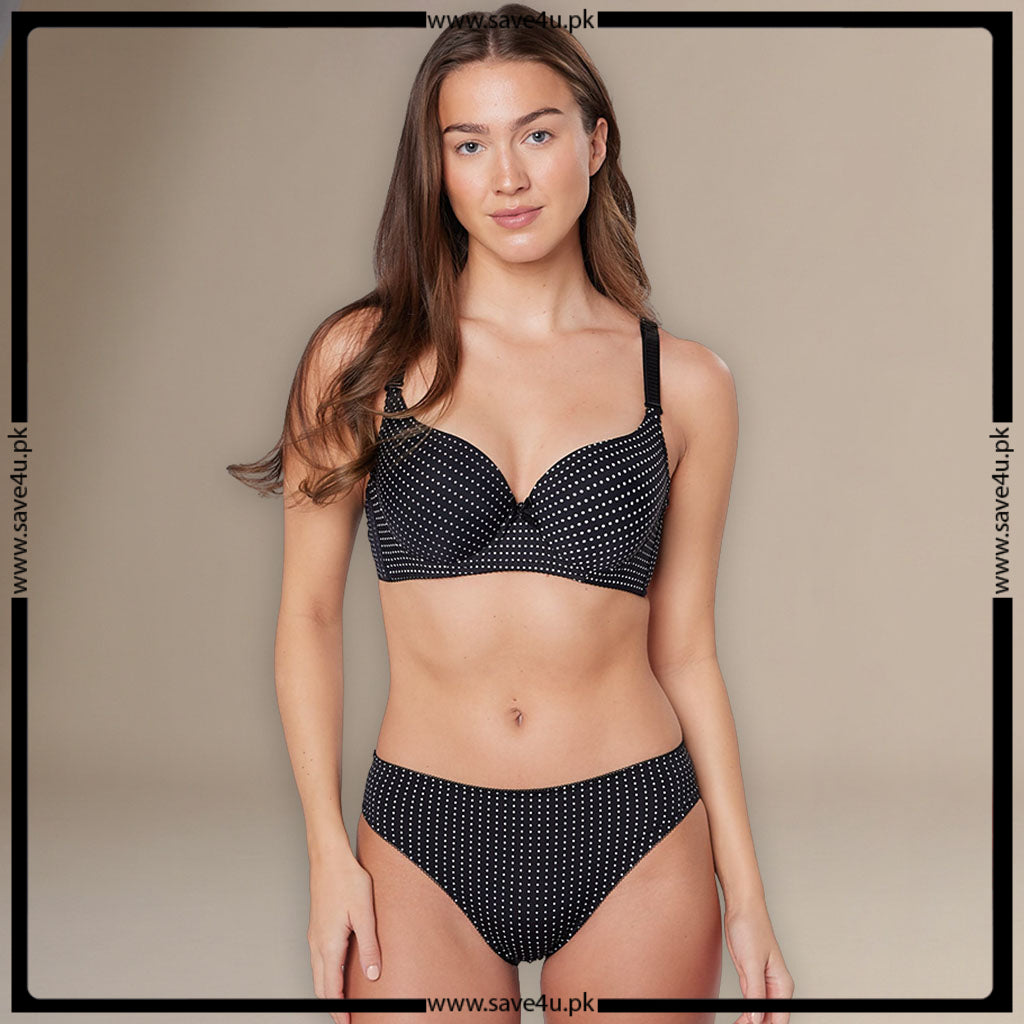 Polka Dotted Softly Padded Bra Set