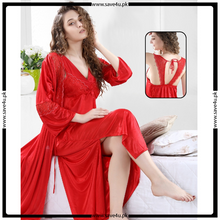 Load image into Gallery viewer, Satin Nightgown Long Split Chemise Lingerie
