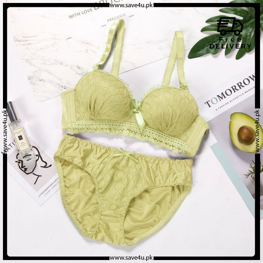 Lace Design Wired Push Up Padded Bra Set