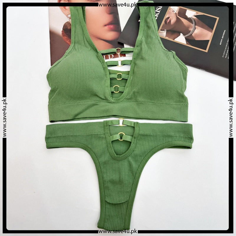 Smooth Contour Padded Bra with Coordinated Thong