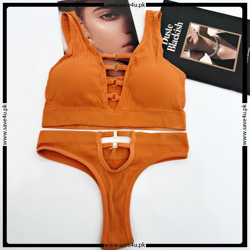 Smooth Contour Padded Bra with Coordinated Thong