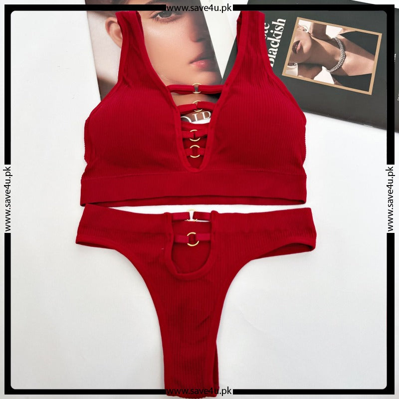 Smooth Contour Padded Bra with Coordinated Thong