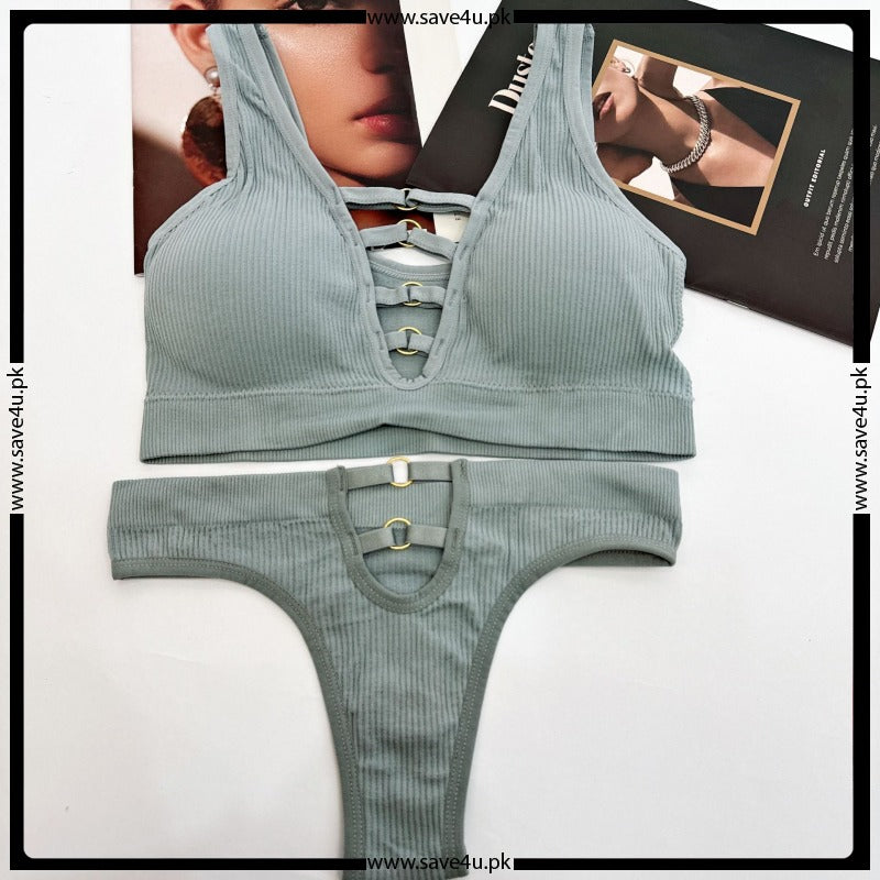 Smooth Contour Padded Bra with Coordinated Thong
