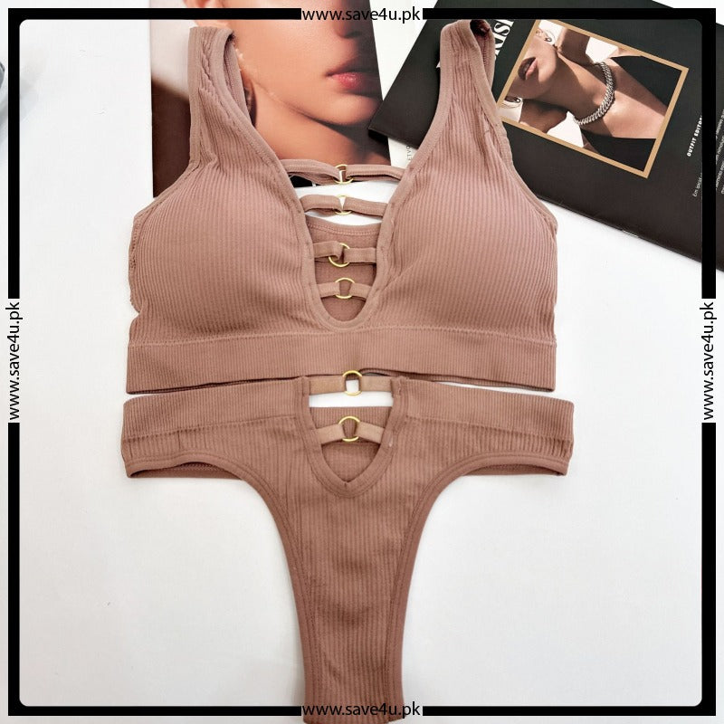 Smooth Contour Padded Bra with Coordinated Thong