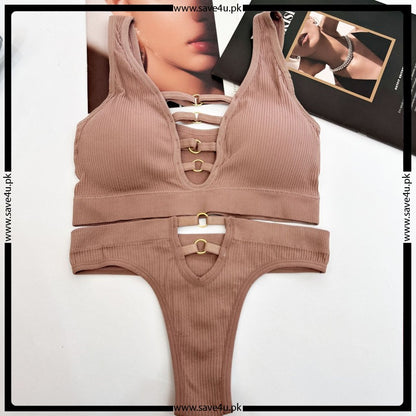 Smooth Contour Padded Bra with Coordinated Thong