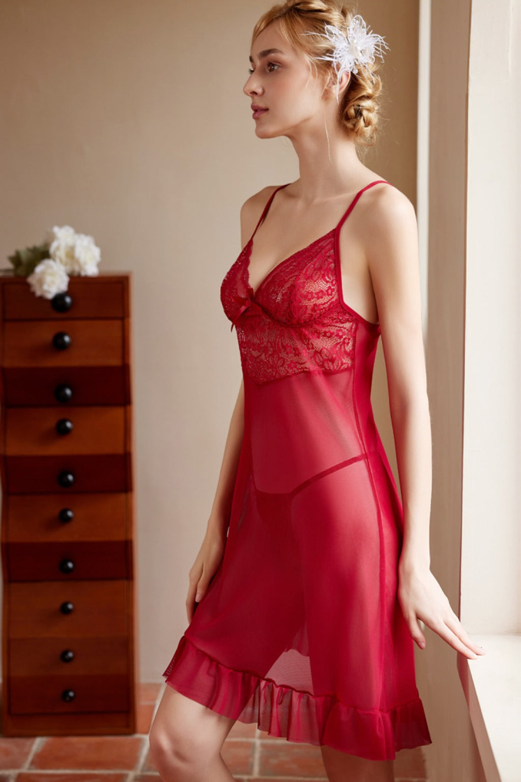 Ruby Lace Babydoll Nightdress