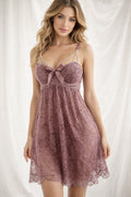 Elegant Mauve Lace Babydoll Nighty