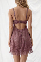 Elegant Mauve Lace Babydoll Nighty