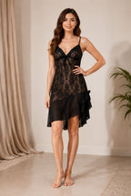 Crimson Lace Elegance Nightdress