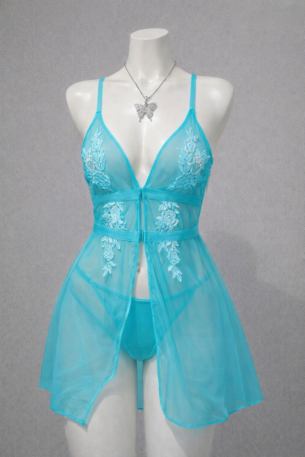 Noir Blossom Lace Babydoll Set