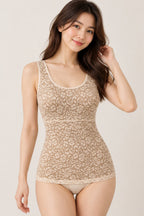 See Through Net printed Shaping Tank Top