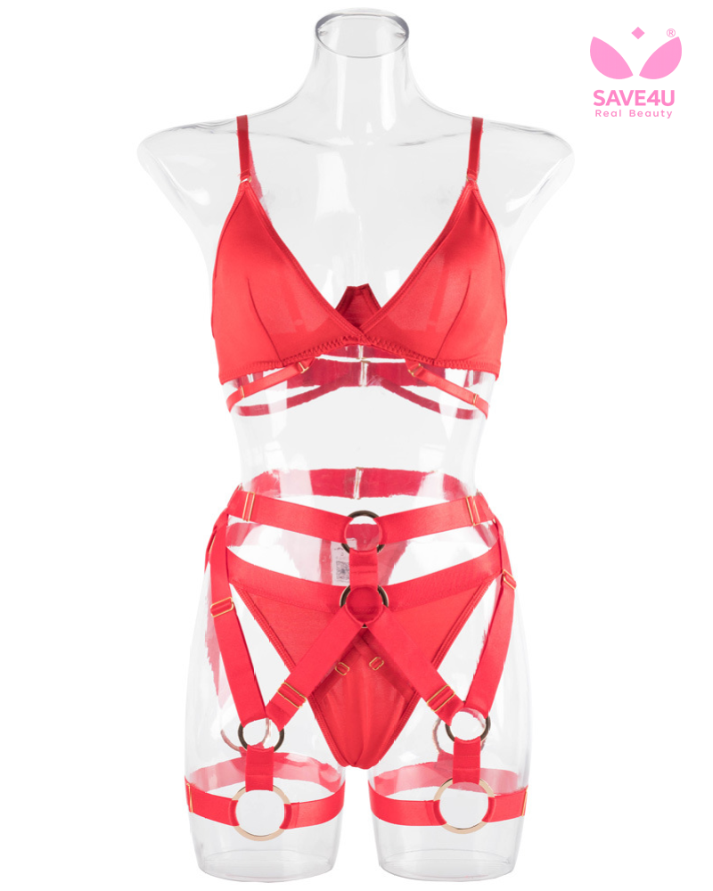 3-Pcs Sleek Garter Lingerie Set