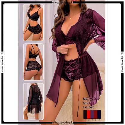 3 Pcs Stylish Short Lingerie