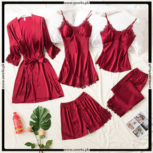 Load image into Gallery viewer, Luxury Soft Satin Silk Bridal 5 Pcs Nightwear
