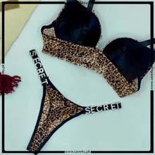 Load image into Gallery viewer, Front Open Leopard Printed Push Up Bra Set
