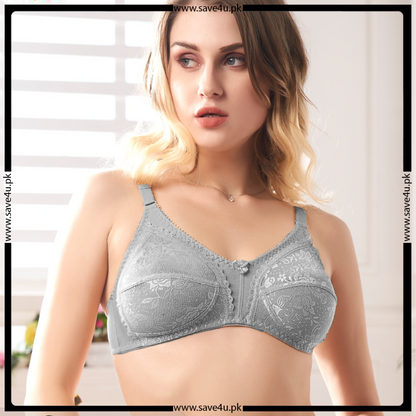 Embroidered See through Non Wired Bra