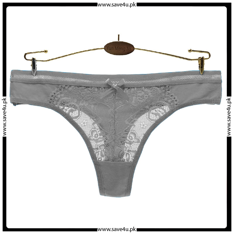 Pack of 4 Floral Lace Cotton Thong Panties