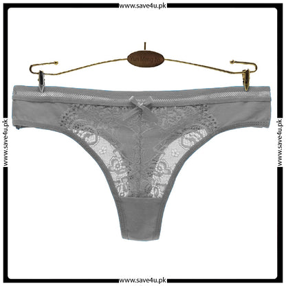 Pack of 4 Floral Lace Cotton Thong Panties