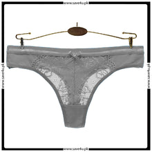 Load image into Gallery viewer, Pack of 4 Floral Lace Cotton Thong Panties
