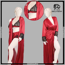 Load image into Gallery viewer, 3 Pcs Timeless Beauty Smooth Satin Nightgown
