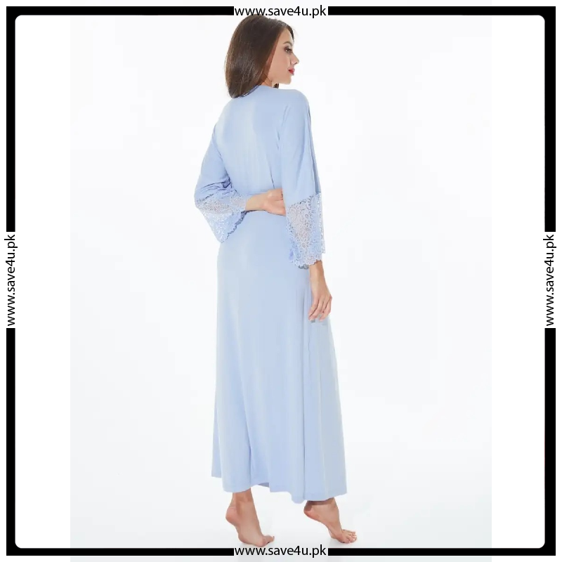 Lace Trim Satin Silky Elegant Single Robe