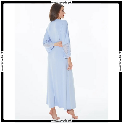 Lace Trim Satin Silky Elegant Single Robe