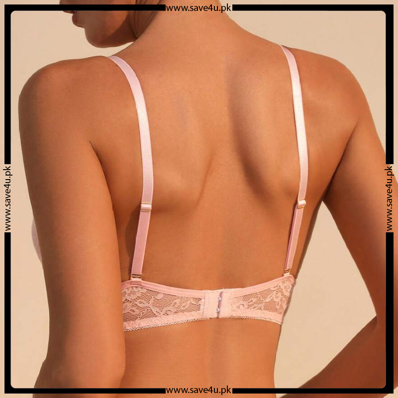 Soft Net Padded Demi Cup Bra Set