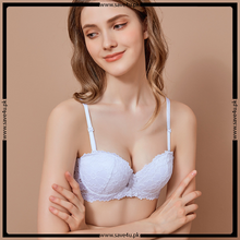 Load image into Gallery viewer, Thin Padded Floral Lace Demi Cup Bra
