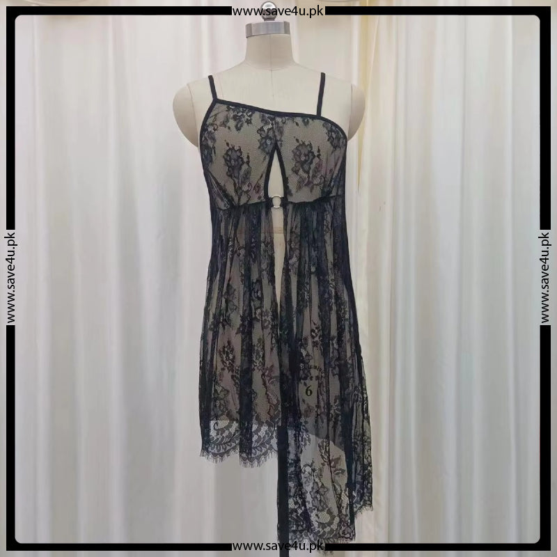 Full Net See-through Short Lingerie With Panty