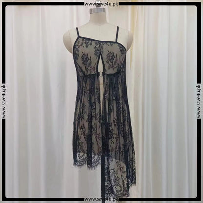 Full Net See-through Short Lingerie With Panty