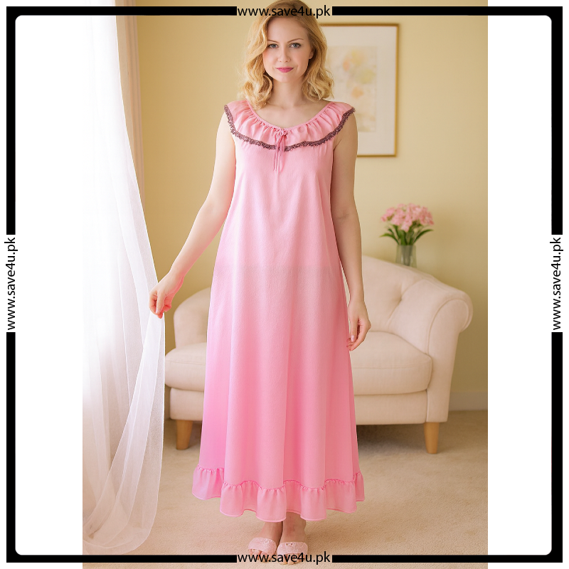 Satin Silk Long Frock Style Nighty for Women