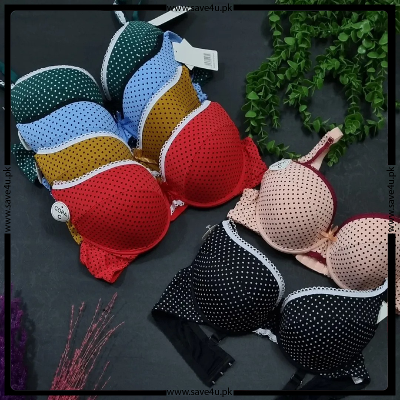 Polka Dot Printed Thin Padded Bra & Panty Set