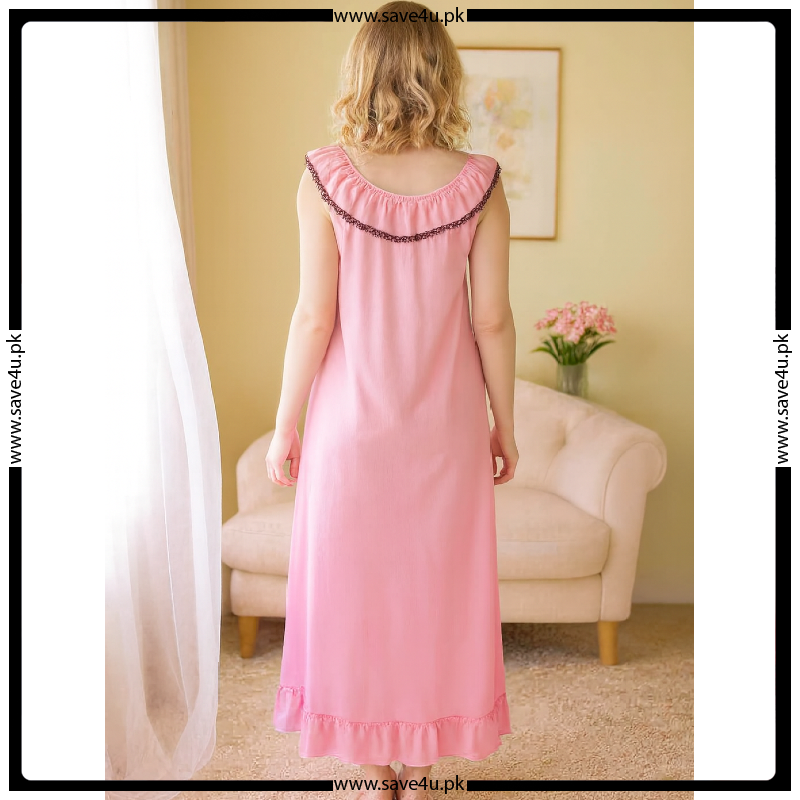 Satin Silk Long Frock Style Nighty for Women