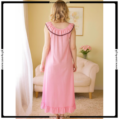 Satin Silk Long Frock Style Nighty for Women