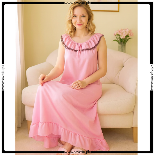 Satin Silk Long Frock Style Nighty for Women